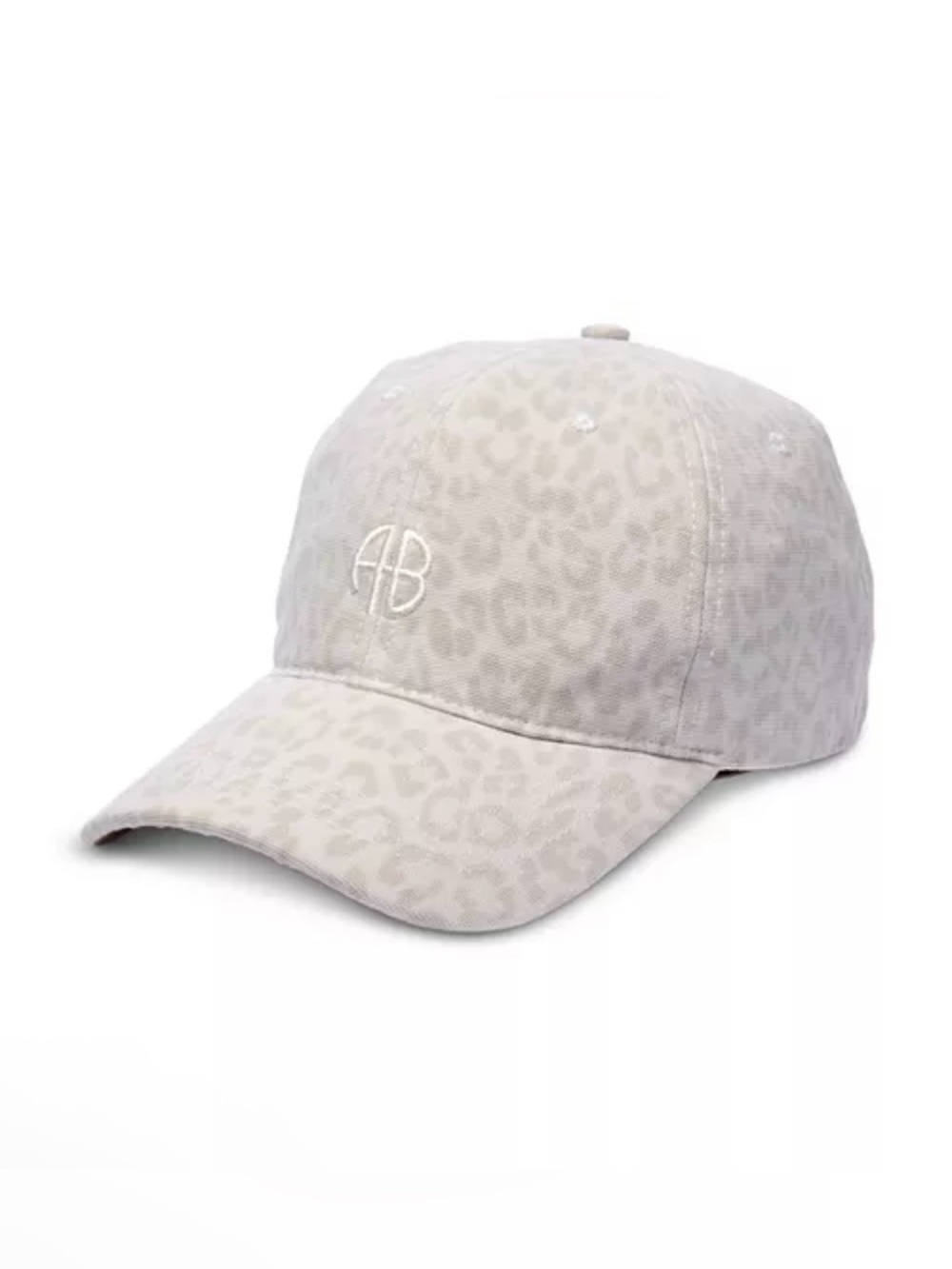 NWT Anine Bing Jeremy Baseball Cap Washed White Leopard One Size Animal Print